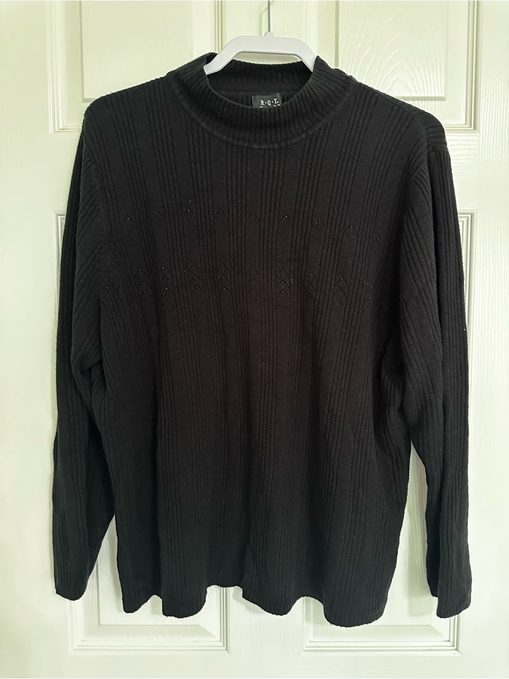Women's Black Crewneck Sweater by R.Q.T.